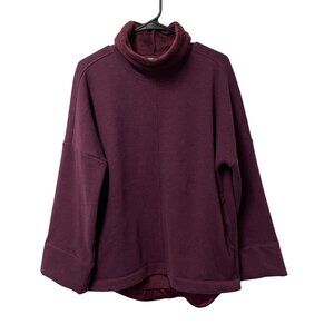 ATHLETA COZY KARMA FUNNEL NECK SWEATSHIRT SPICED CABERNET HEATHER FLEECE SIZE S